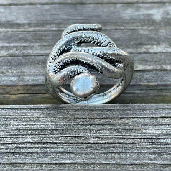 Snake Ring Silver Tone Fashion Rings Jewelry Unisex Rings Size 7 - Picture 6 of 9